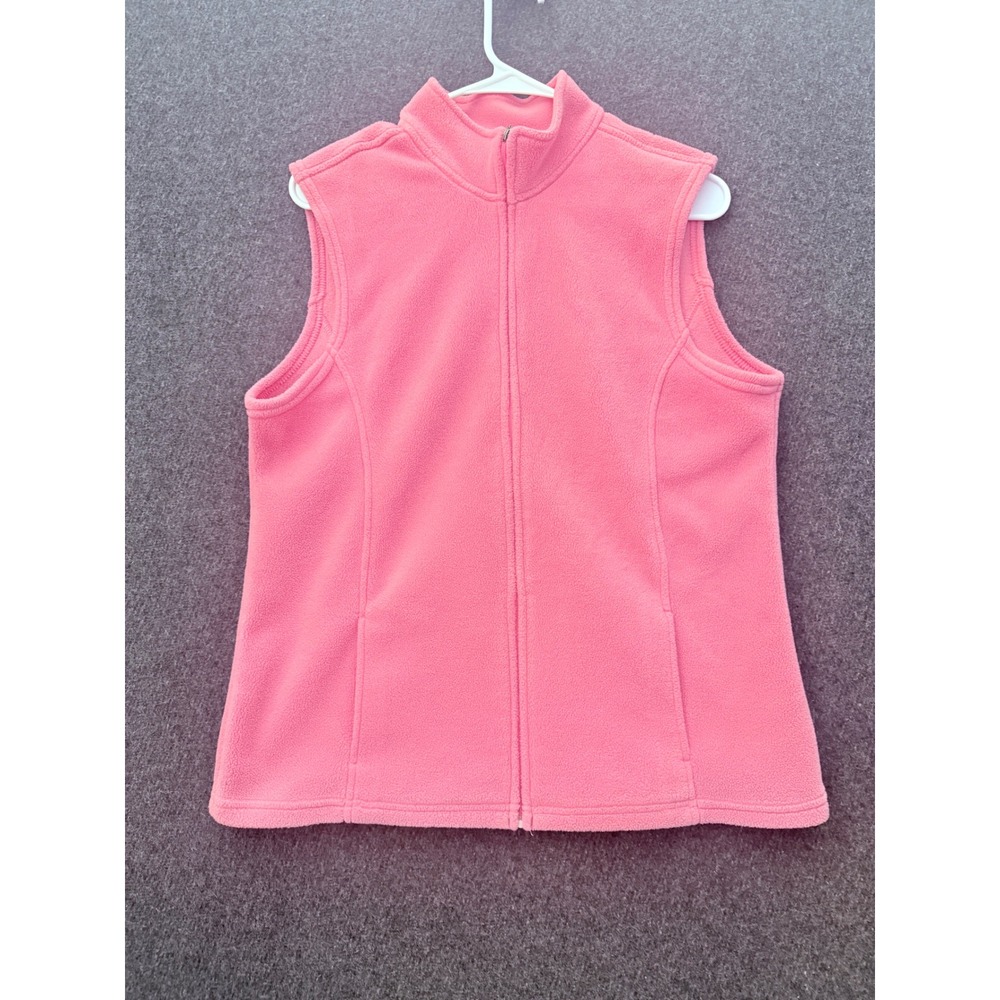 LL Bean Polartec Fleece Vest Womens Large Pink Full Zip Mock Neck Resort
